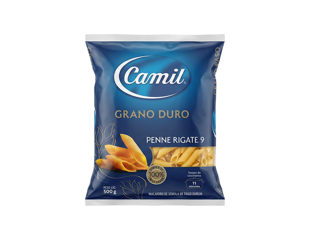 MACARRÃO PENNE GRANO DURO RIGATE CAMIL 500 G (FDO 20 PCT)